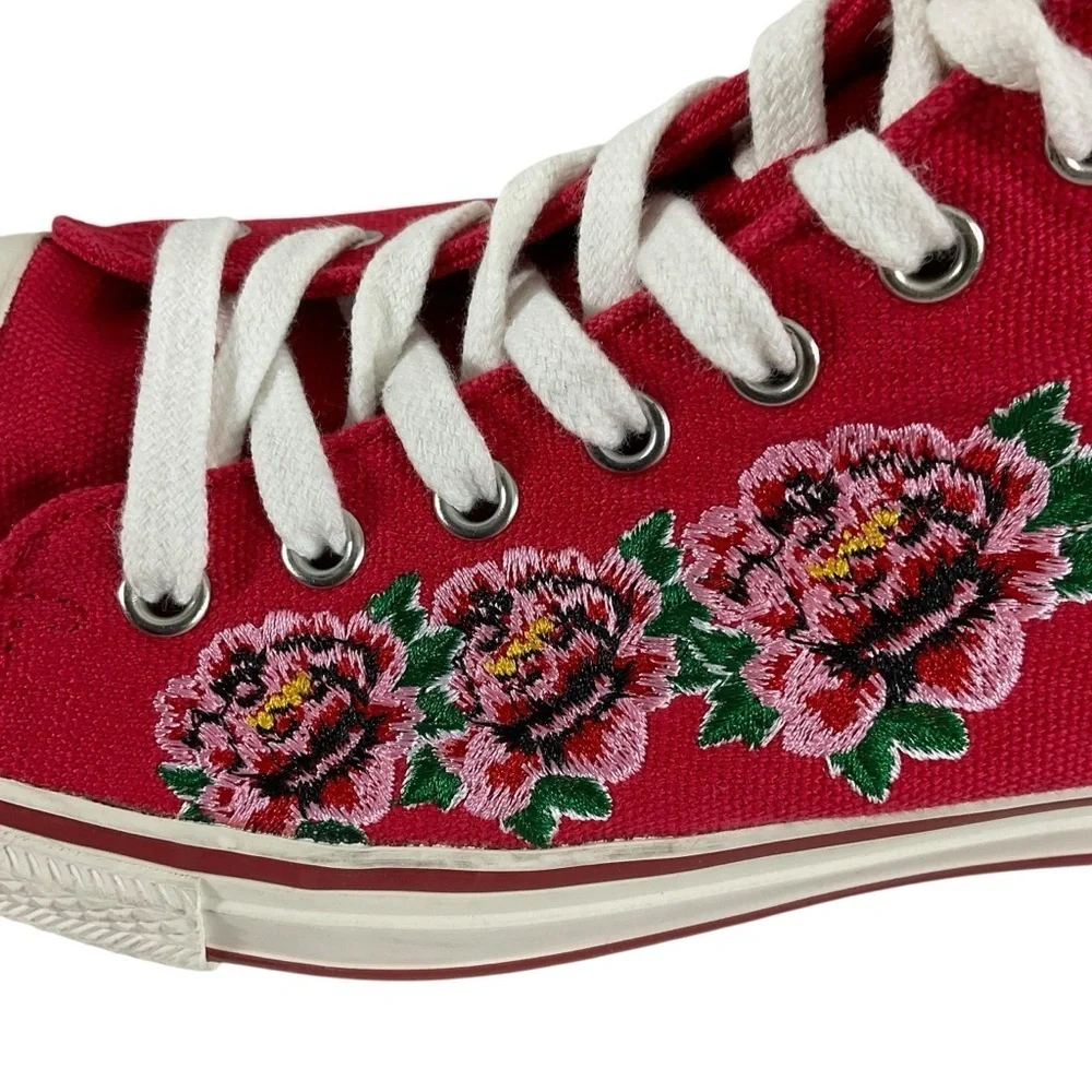 ASH Vanina Hi-Top Sneakers Canvas Floral Snake Embroidery Size 38 Free People